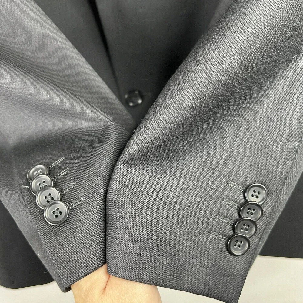 Banana Republic 42L Blazer Suit Jacket Black 100% Wool Two-Button Tailored Mens